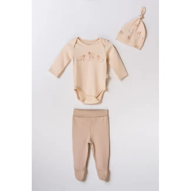 Set 3 piese nou nascut, Lamb, BabyCosy, 100%bumbac organic (Marime: 3-6 Luni) JEMBC-CSY8188-3