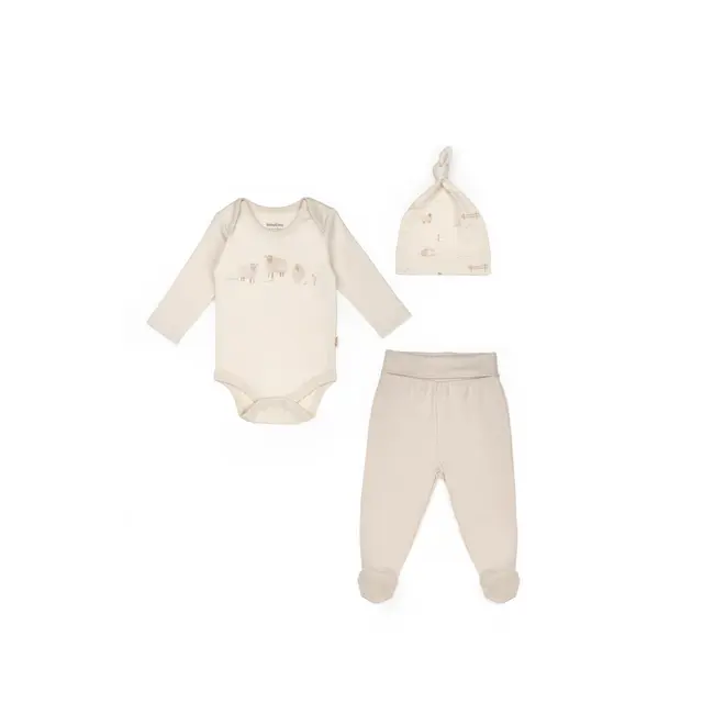 Set 3 piese nou nascut, Lamb, BabyCosy, 100%bumbac organic (Marime: 3-6 Luni) JEMBC-CSY8188-3