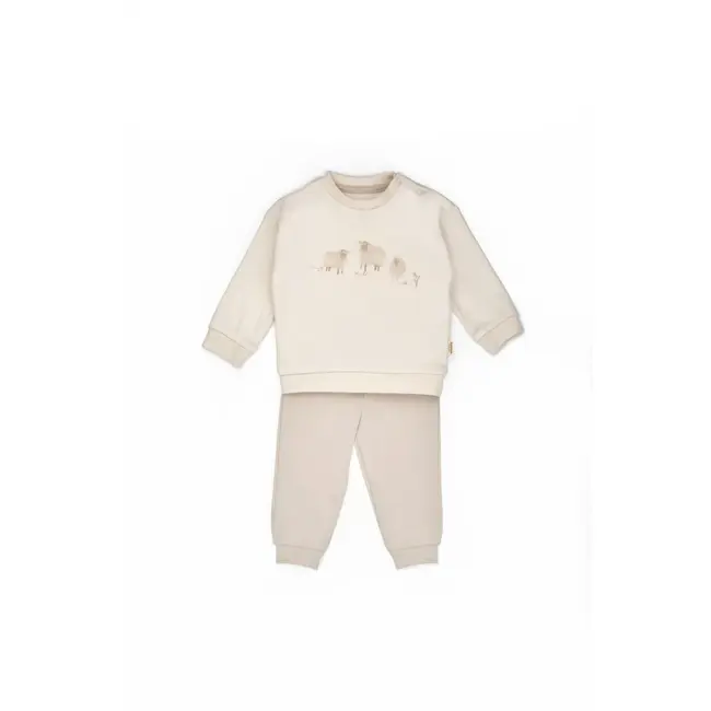 Set bluzita cu imprimeu si pantalon, Lamb, BabyCosy, 100%bumbac organic (Marime: 6-9 luni) JEMBC-CSY8184-6