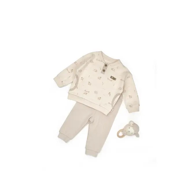 Set bluzita cu pantalon, Lamb, BabyCosy, 100%bumbac organic (Marime: 6-9 luni) JEMBC-CSY8185-6