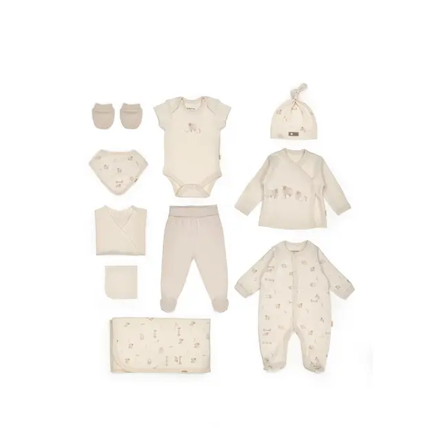 Set de 10 piese pentru nou nascut, 100% bumbac organic, Lamb, BabyCosy JEMBC-CSY8190
