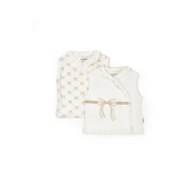 Set 2 vestute pentru bebelusi, stone, BabyCosy Organic Wear (Marime: 6-9 luni) JEMBC-CSY8159-6