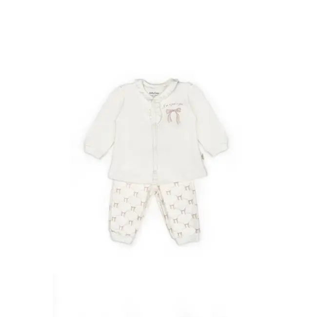 Set bluză și pantalon, Bow, BabyCosy, 100%bumbac organic, Powder (Marime: 12-18 Luni) JEMBC-CSY8158-12
