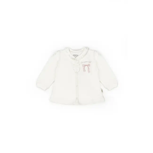 Set bluză și pantalon, Bow, BabyCosy, 100%bumbac organic, Powder (Marime: 9-12 luni) JEMBC-CSY8158-9