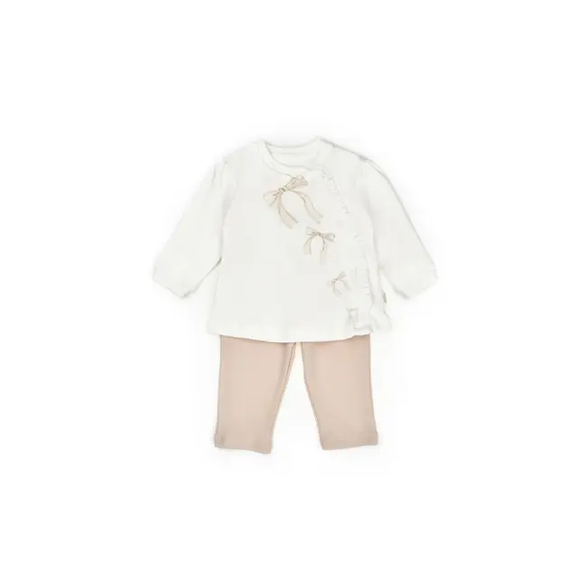 Set bluză și pantalonași, Bow, BabyCosy, 100%bumbac organic (Marime: 12-18 Luni) JEMBC-CSY8155-12