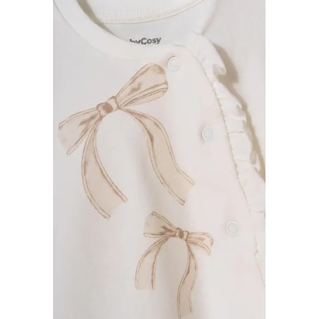 Set bluză și pantalonași, Bow, BabyCosy, 100%bumbac organic (Marime: 12-18 Luni) JEMBC-CSY8155-12