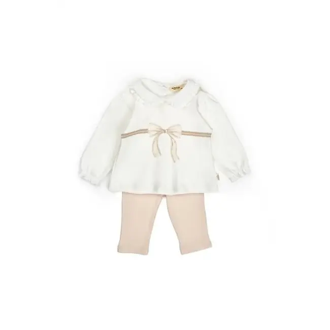 Set bluză cu volănaș și pantalonași, Bow, BabyCosy, 100%bumbac organic (Marime: 18-24 Luni) JEMBC-CSY8153-18