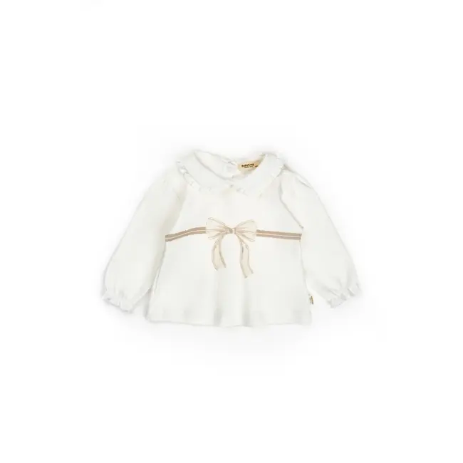 Set bluză cu volănaș și pantalonași, Bow, BabyCosy, 100%bumbac organic (Marime: 18-24 Luni) JEMBC-CSY8153-18