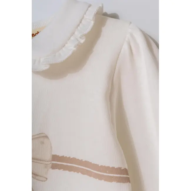 Set bluză cu volănaș și pantalonași, Bow, BabyCosy, 100%bumbac organic (Marime: 18-24 Luni) JEMBC-CSY8153-18