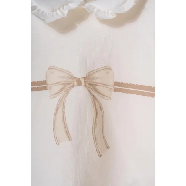 Set bluză cu volănaș și pantalonași, Bow, BabyCosy, 100%bumbac organic (Marime: 3-6 Luni) JEMBC-CSY8153-3