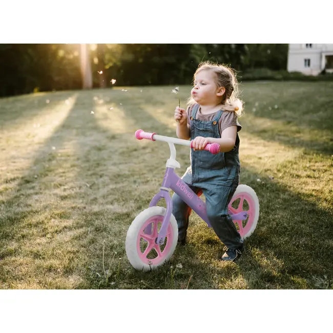 Bicicleta De Echilibru Fara Pedale Pentru Copii, Reglabila Si Roti Late Eva De 12  , Rebel Violet, Kidwell Pjbrobireb16a0