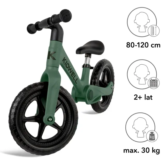 Bicicleta Fara Pedale Pliabila Kidwell Flex Green, Ultra Usoara 2.9 Kg, 2+ Ani Pjbrobifle03a1