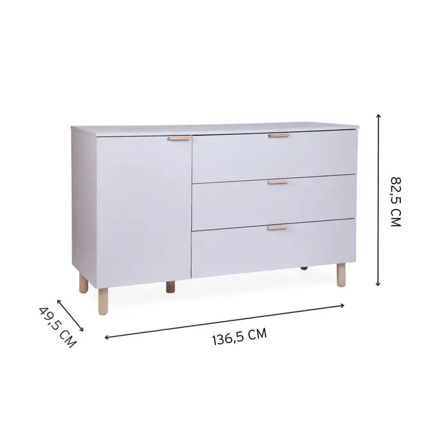 Comoda Childhome Clay 137x77x98 cm cu masa de infasat