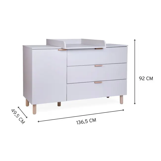 Comoda Childhome Clay 137x77x98 cm cu masa de infasat