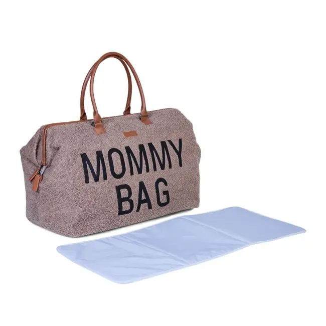 Geanta de bebe Childhome Mommy Bag Signature Teddy Soft Brown