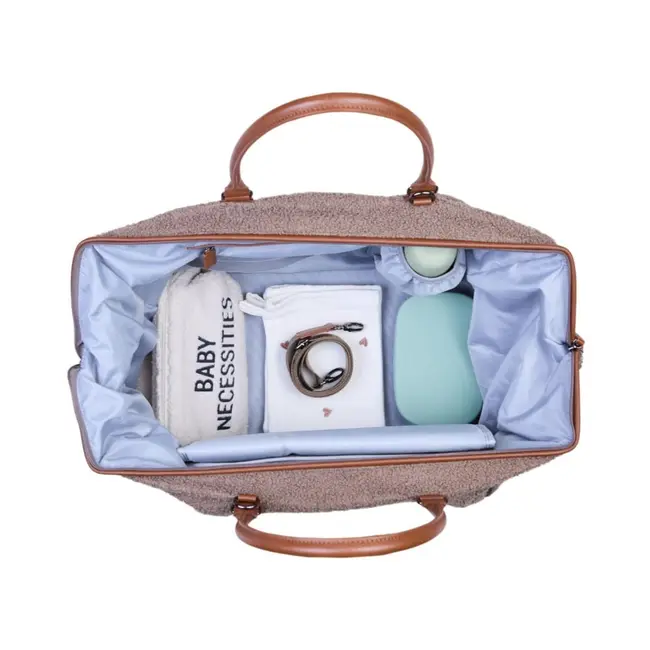 Geanta de bebe Childhome Mommy Bag Signature Teddy Soft Brown