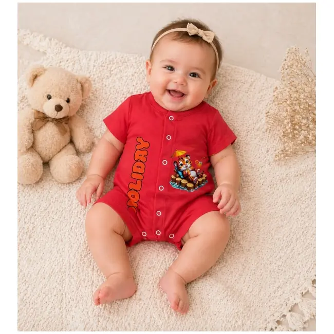 Salopeta de vara pentru bebelusi, corai, holiday bp3