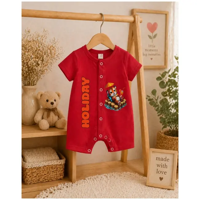 Salopeta de vara pentru bebelusi, corai, holiday bp3