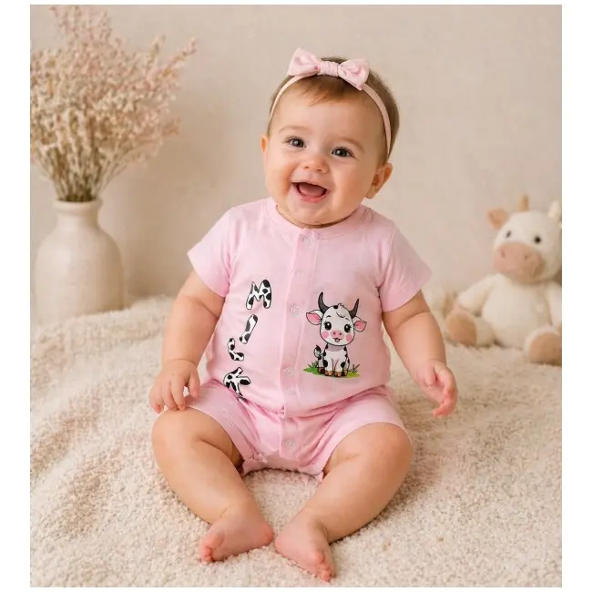 Salopeta de vara pentru bebelusi, roz, milky bp2