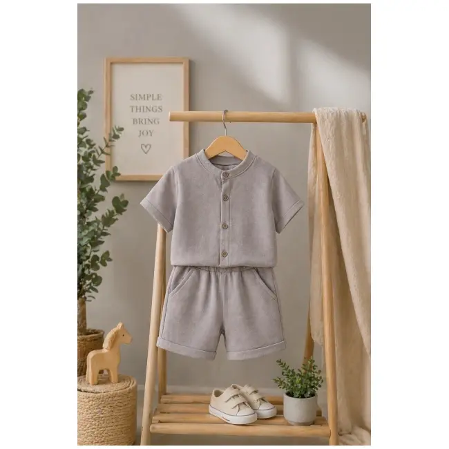 Set pentru baieti minaminokids, gri deschis bagri26209-1