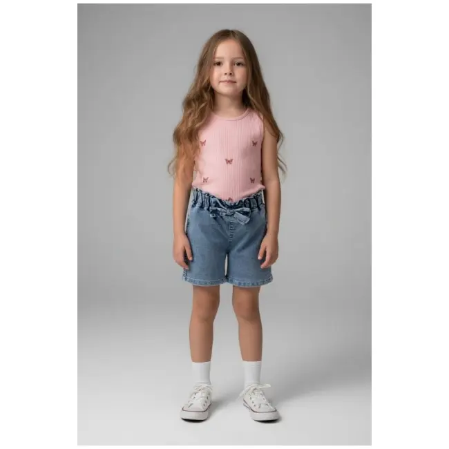 Set pentru fetite pampalkids cu pantaloni scurti denim bp6402-1