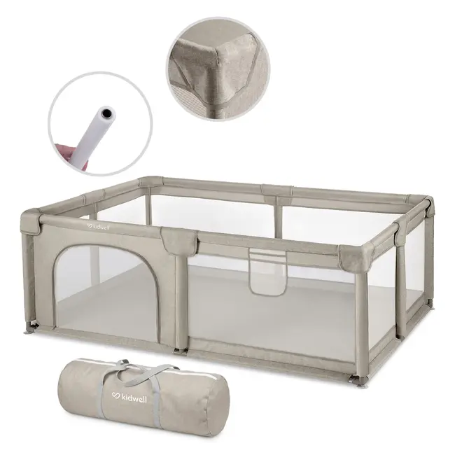 Tarc Pliabil Copii Kidwell Fanko 120x180 Cm Beige, Pentru Joaca Extinsa, Mai Mult Loc, 0,  6 Ani Pjbkomofan02a2