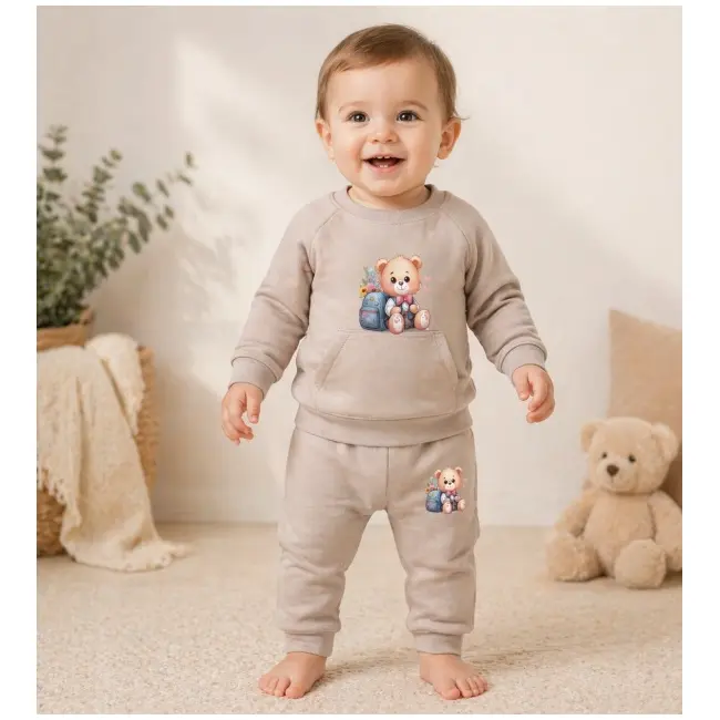 Trening pentru bebelusi din bumbac, bej, teddy bnb01-2