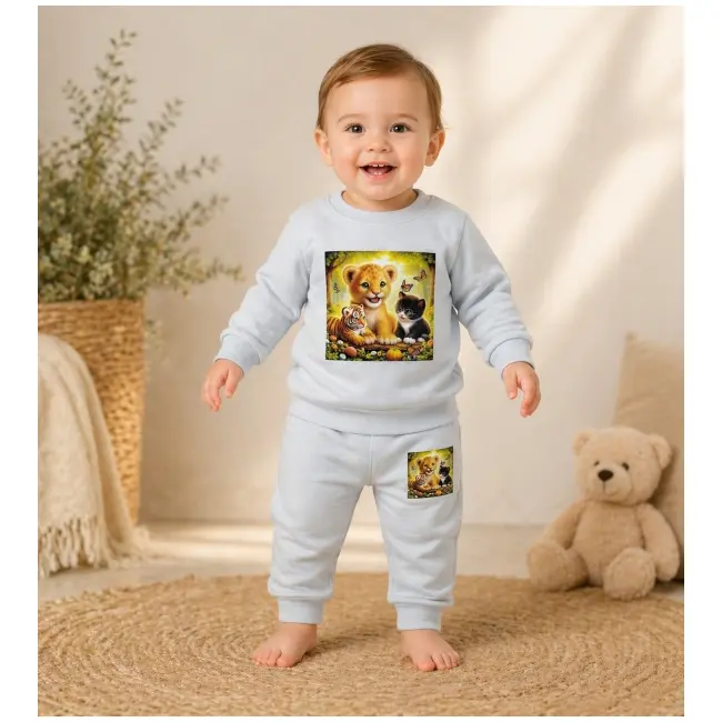 Trening pentru bebelusi din bumbac, gri, cute pets bnb01-1