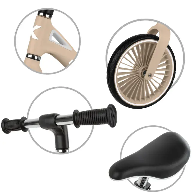 Bicicleta De Echilibru Fara Pedale Pentru Copii, Kidwell Nix Beige, 3.05 Kg, Roti Pu 29 Cm, Reglabila, 80,  120 Cm, Max. 30 Kg Pjbrobinix09a0