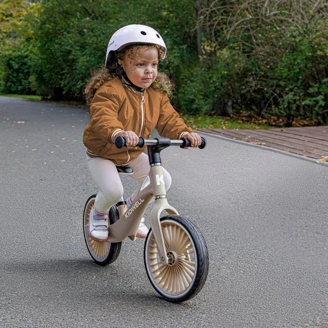 Bicicleta De Echilibru Fara Pedale Pentru Copii, Kidwell Nix Beige, 3.05 Kg, Roti Pu 29 Cm, Reglabila, 80,  120 Cm, Max. 30 Kg Pjbrobinix09a0