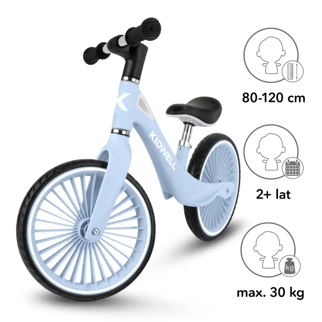 Bicicleta De Echilibru Fara Pedale Pentru Copii, Kidwell Nix Blue Aura, 3.05 Kg, Roti Pu 29 Cm, Reglabila, 80,  120 Cm, Max. 30 Kg Pjbrobinix06a0