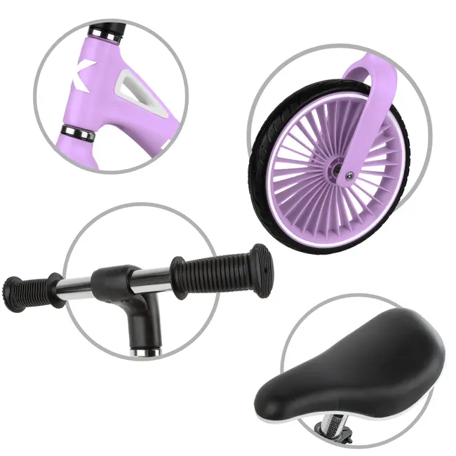 Bicicleta De Echilibru Fara Pedale Pentru Copii, Kidwell Nix Lavender, 3.05 Kg, Roti Pu 29 Cm, Reglabila, 80,  120 Cm, Max. 30 Kg Pjbrobinix05a0