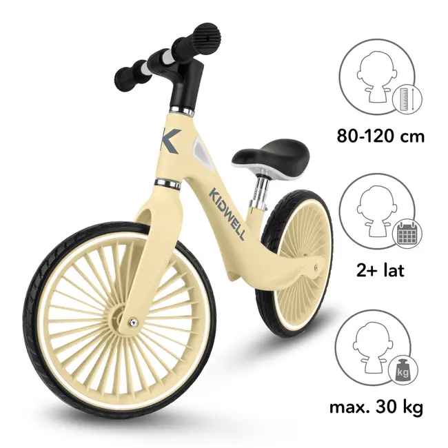 Bicicleta De Echilibru Fara Pedale Pentru Copii, Kidwell Nix Yellow, 3.05 Kg, Roti Pu 29 Cm, Reglabila, 80,  120 Cm, Max. 30 Kg Pjbrobinix08a0