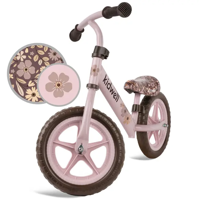 Bicicleta De Echilibru Fara Pedale Pentru Copii, Kidwell Rebel Flower, 2.64 Kg, Roti Eva 28 Cm, Reglabila, 80,  120 Cm, Max. 30 Kg Pjbrobireb21a0