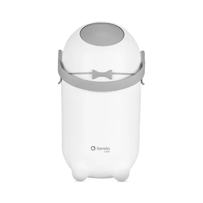 Cos pentru scutece, Lionelo, Capacitate 10 l, Sistem etans impotriva mirosurilor, Compatibil cu saci universali, Operare cu o mana, Alb BYNLOC-PUREBIN_WHITE