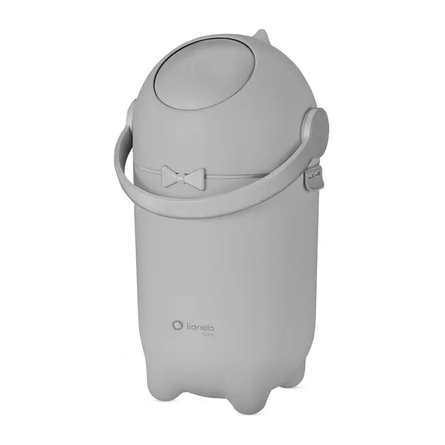 Cos pentru scutece, Lionelo, Capacitate 10 l, Sistem etans impotriva mirosurilor, Compatibil cu saci universali, Operare cu o mana, Gri BYNLOC-PUREBIN_GREY