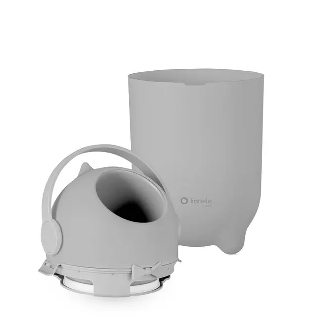 Cos pentru scutece, Lionelo, Capacitate 10 l, Sistem etans impotriva mirosurilor, Compatibil cu saci universali, Operare cu o mana, Gri BYNLOC-PUREBIN_GREY