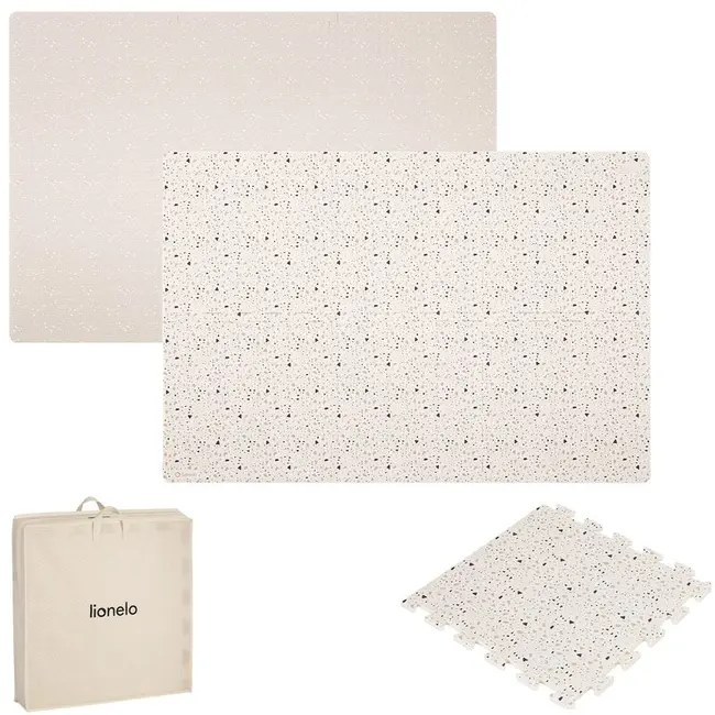 Covoras educativ, Lionelo, Yoka, Din spuma XPE non-toxica, Tip puzzle, 6 piese, Cu doua fete, Suprafata antiderapanta, 173x116 cm, Grosime 1.5 cm, Bej BYNLO-YOKA