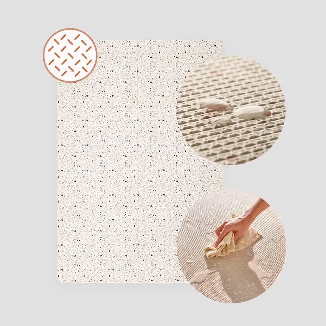 Covoras educativ, Lionelo, Yoka, Din spuma XPE non-toxica, Tip puzzle, 6 piese, Cu doua fete, Suprafata antiderapanta, 173x116 cm, Grosime 1.5 cm, Bej BYNLO-YOKA