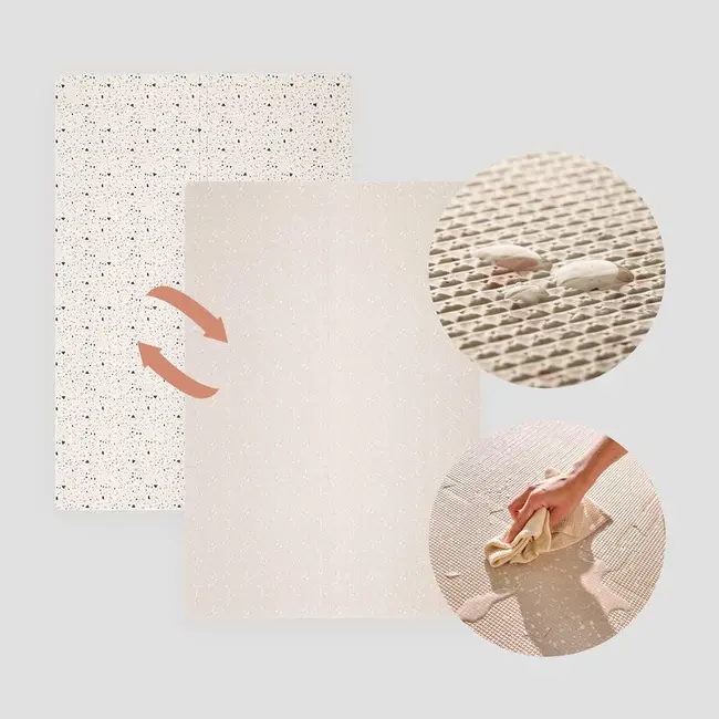 Covoras educativ, Lionelo, Yoka, Din spuma XPE non-toxica, Tip puzzle, 6 piese, Cu doua fete, Suprafata antiderapanta, 173x116 cm, Grosime 1.5 cm, Bej BYNLO-YOKA