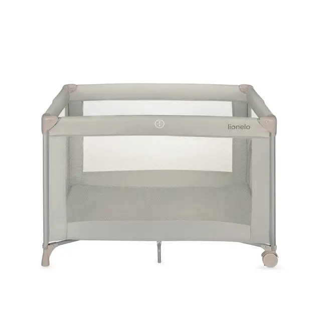 Patut pliant, Lionelo, Amelie, Cu intrare laterala, 100.5&times;70.5 cm, Include salteluta, roti, geanta pentru transport, Constructie usoara- 7 kg, Cadru stabil din otel, Bej BYNLO-AMELIE_BEIGE_SAND