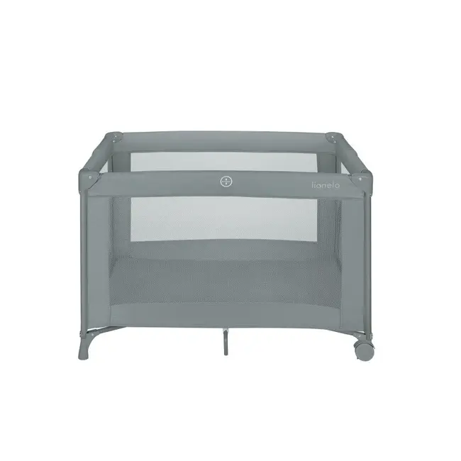 Patut pliant, Lionelo, Amelie, Cu intrare laterala, 100.5&times;70.5 cm, Include salteluta, roti, geanta pentru transport, Constructie usoara- 7 kg, Cadru stabil din otel, Gri BYNLO-AMELIE_GREY_CONCRETE