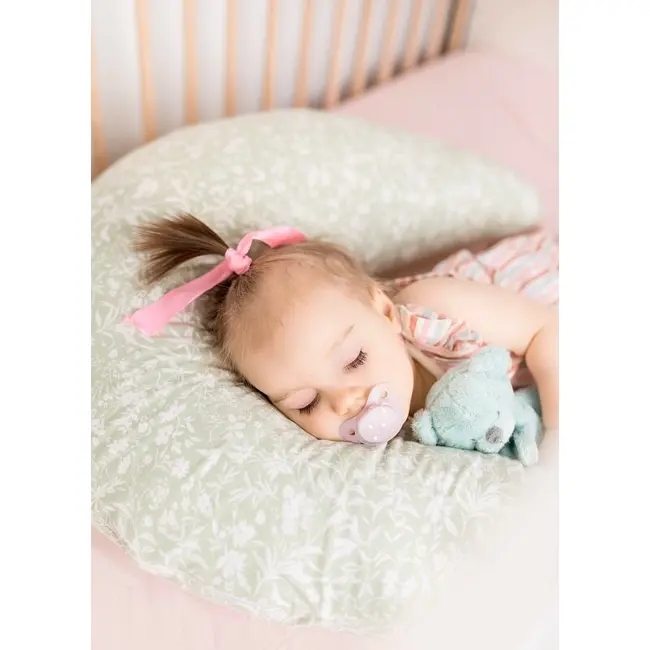 Perna pentru alaptat, Ceba Baby, Husa detasabila din bumbac, Cu puf siliconizat, 150x60x37 cm, Oeko-Tex Standard 100, Basic Wildflowers BYNW-709-000-742