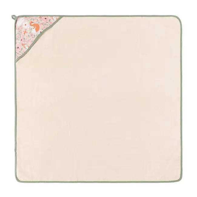 Prosop cu gluga, Petite&Mars, Loulou, Mare, 100 x 100 cm, 70% bambus, 30% bumbac, Certificare Oeko-Tex Standard 100, Hipoalergenic, respirabil si rezistent la mirosuri, Bej BYN418359