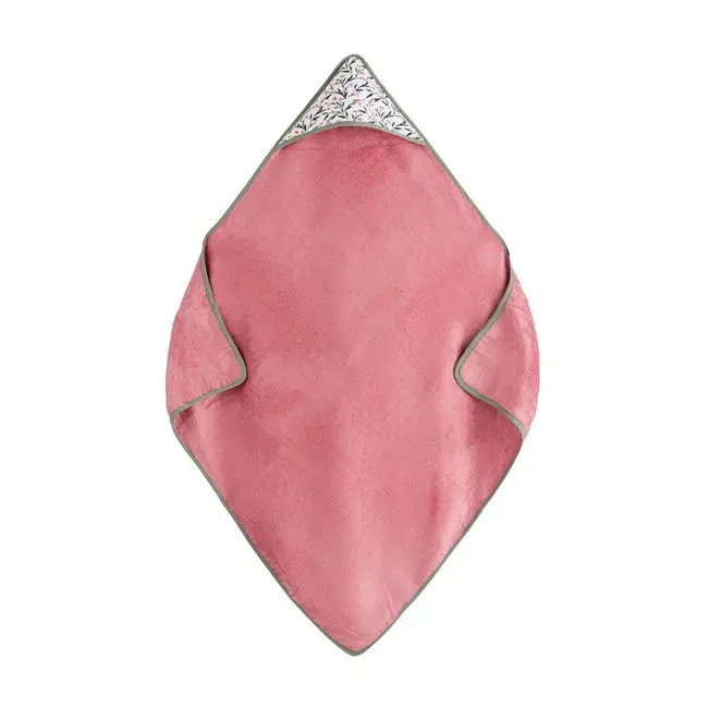 Prosop cu gluga, Petite&Mars, Loulou, Mare, 100 x 100 cm, 70% bambus, 30% bumbac, Certificare Oeko-Tex Standard 100, Hipoalergenic, respirabil si rezistent la mirosuri, Roz BYN418364