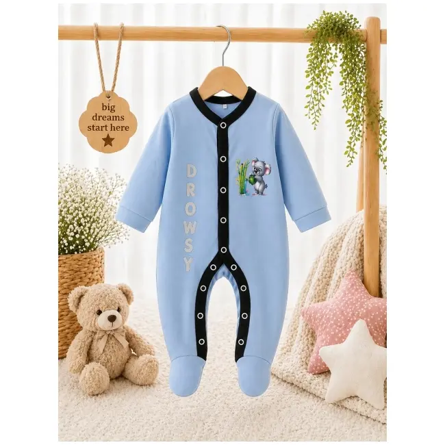 Salopeta bleu cu botosei pentru bebelusi, koala bp4-18-1