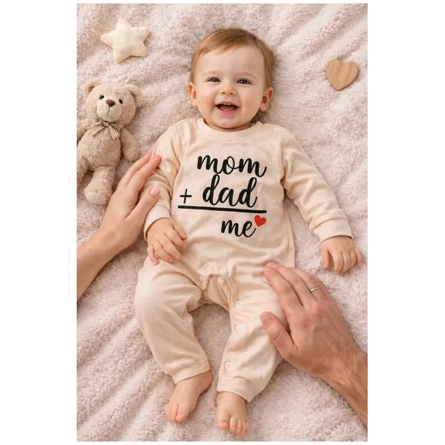 Salopeta crem fara botosei pentru bebelusi cu mesaje bp4-21-1