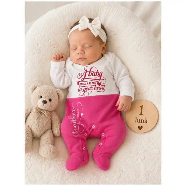 Salopeta din bumbac pentru bebelusi cu botosei, cute baby bp115