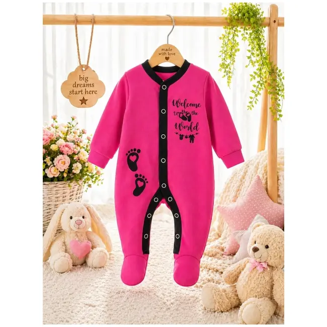 Salopeta din bumbac pentru bebelusi cu botosei, roz ciclamen, steps bp118-1