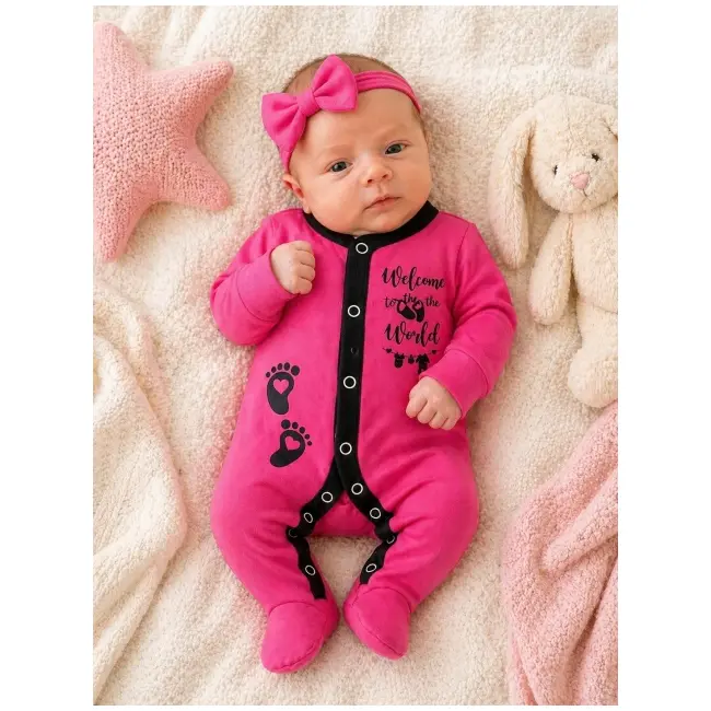 Salopeta din bumbac pentru bebelusi cu botosei, roz ciclamen, steps bp118-1